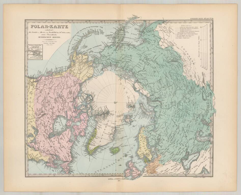 Polar-Karte enthaltend: die Lander u. Meere vom Nord-Pol . . . . 1874