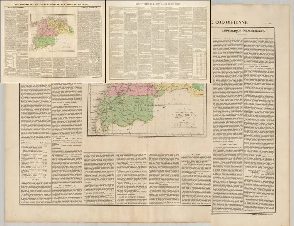 Carte Geographique, Statistique et Historique De La Republique Colombienne (with Constitution of the Republic of Colombia)