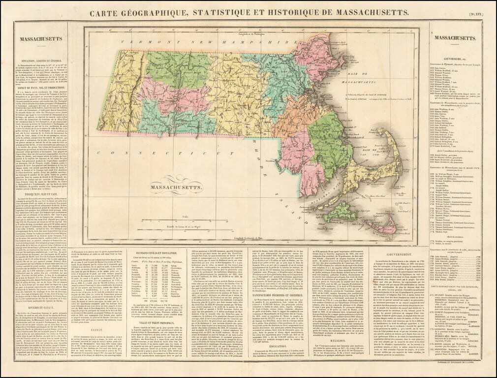 Carte Geographique, Statisique et Historique De Massachusetts