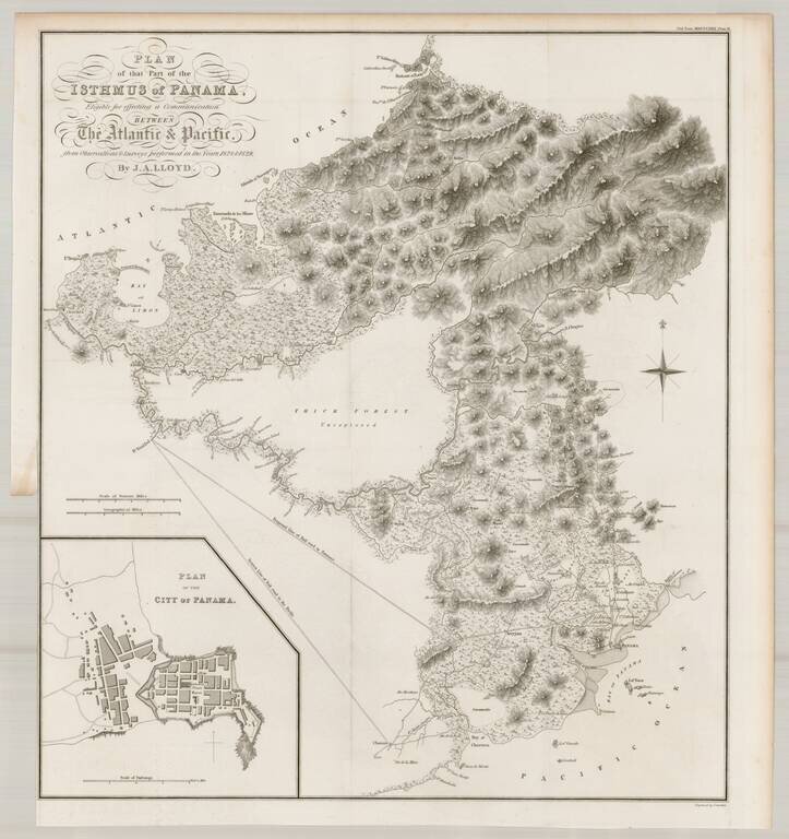 Plan of that Part of the Isthmus of Panama Eligible for effecting a Communication Between The Atlantic & Pacific from Observations & Surveys performed in the Years 1828 & 1829, By J.A. Lloyd.