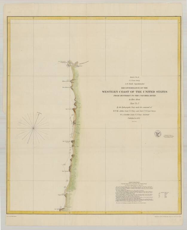 Reconnaissance of the Western Coast of the United States From Monterey To The Columbia River in three sheets.  Sheet No.  3.  [Columbia River to Umpquah River]