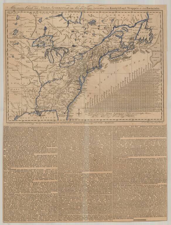 [Revolutionary War Broadside Map] Allgemeine Charte von Nord America als den Sitz des Krieges zwischen den Konigl. Engl. Truppen u:den Provinzialen