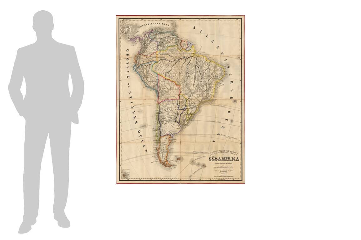 (Wall Map of South America)  Schulwandkarte von Sud-Amerika gezeichnet und lithographirt von L. Holle . . .