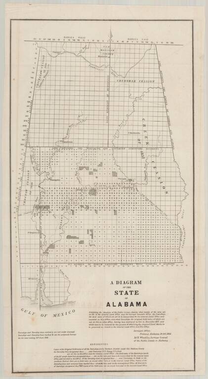 A Diagram of the State of Alabama Exhibiting the Situation of the Public Surveys . . . 1844