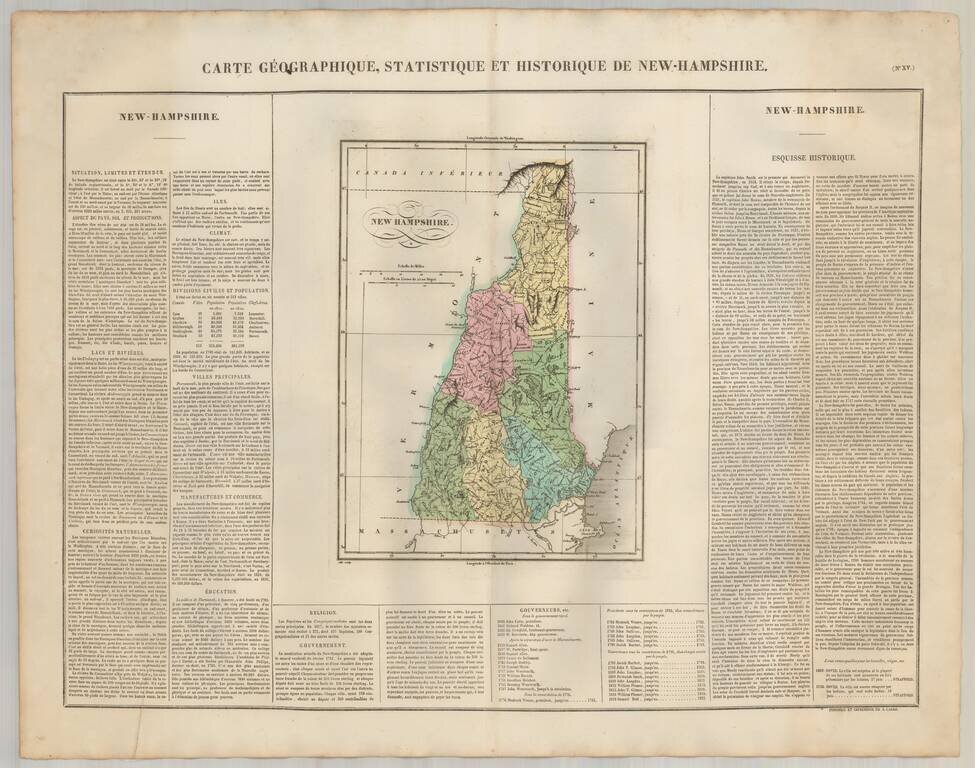Carte Geographique, Statistique et Historique De New Hampshire