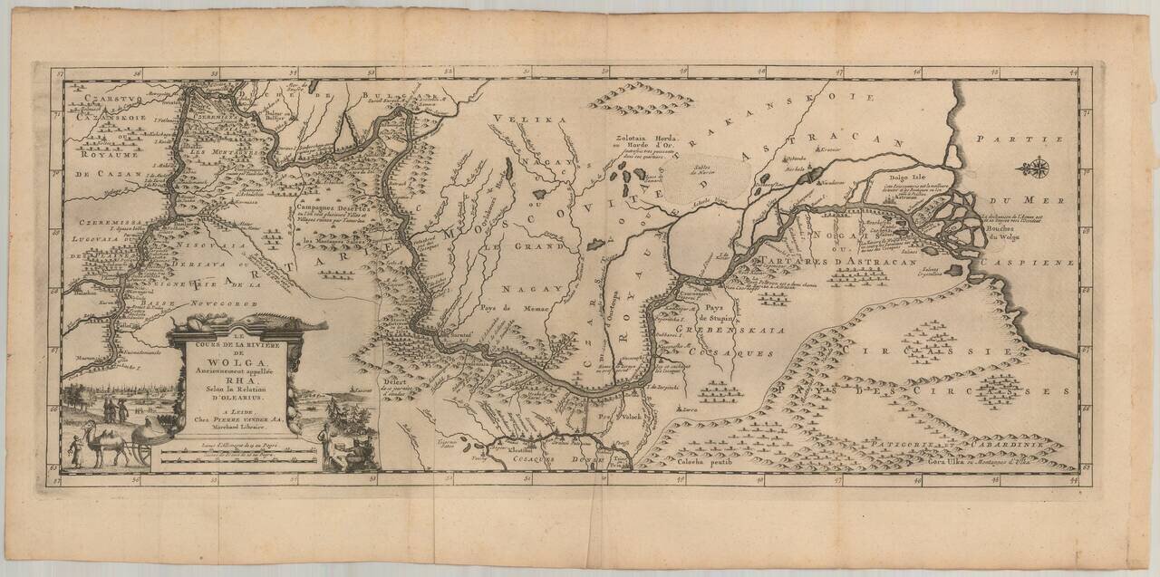 Le Cours de la Riviere de Wolga Anciennement appellee RHA.  Selon la Relation D'Olearius . . .