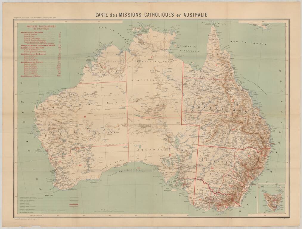 Carte des Missions Catholiques en Australie