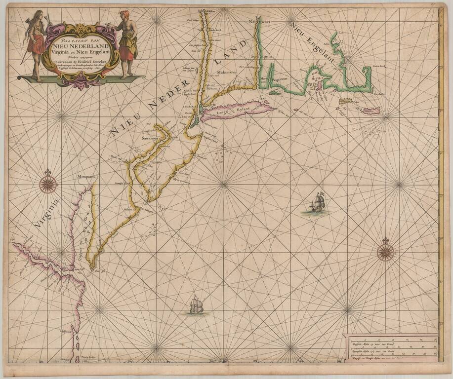 Pascaert van Nieu Nederland, Virginia en Nieu Engelant Nieulycx uytgegeven . . . 1660