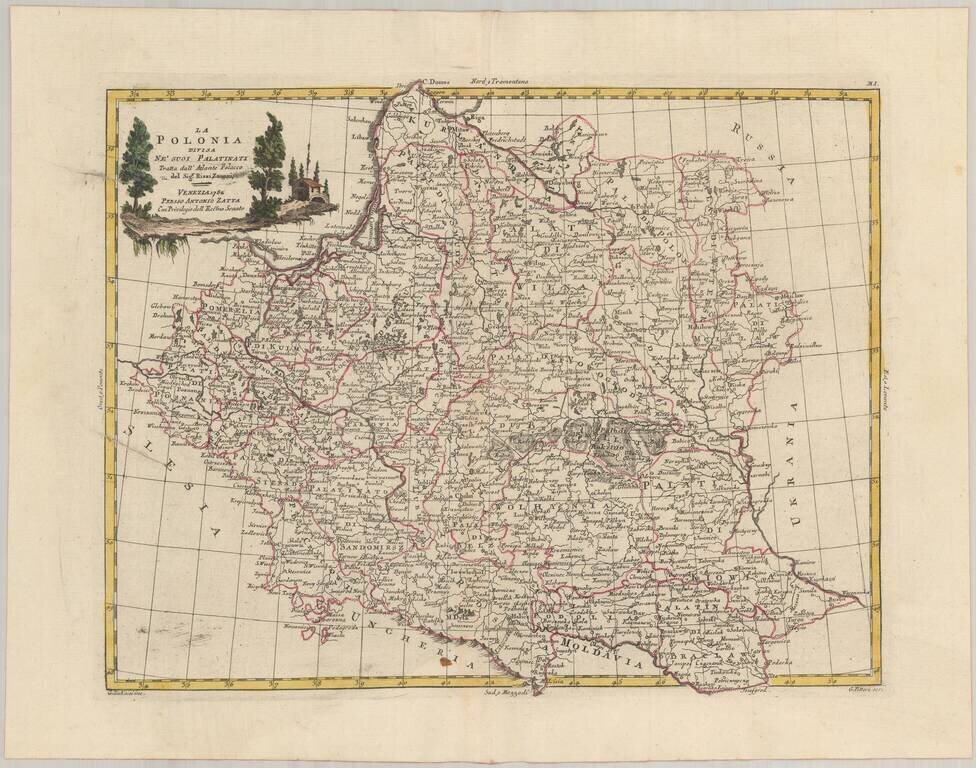 La Polonia Divisa Ne'suoi Palatinati Tratta dall' Atlante Polacco