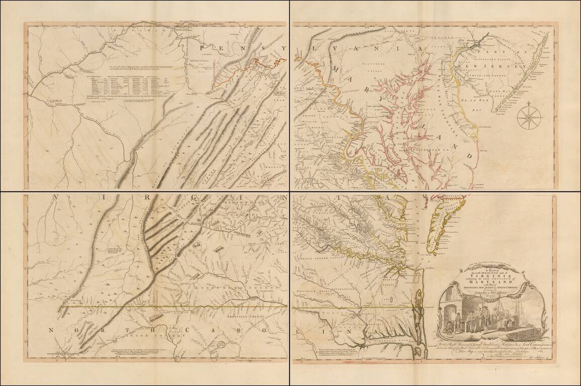 A Map of the most Inhabited part of Virginia containing the whole Province of Maryland . . .   Drawn by Joshua Fry & Peter Jefferson in 1775  [Extremely Rare Final State]