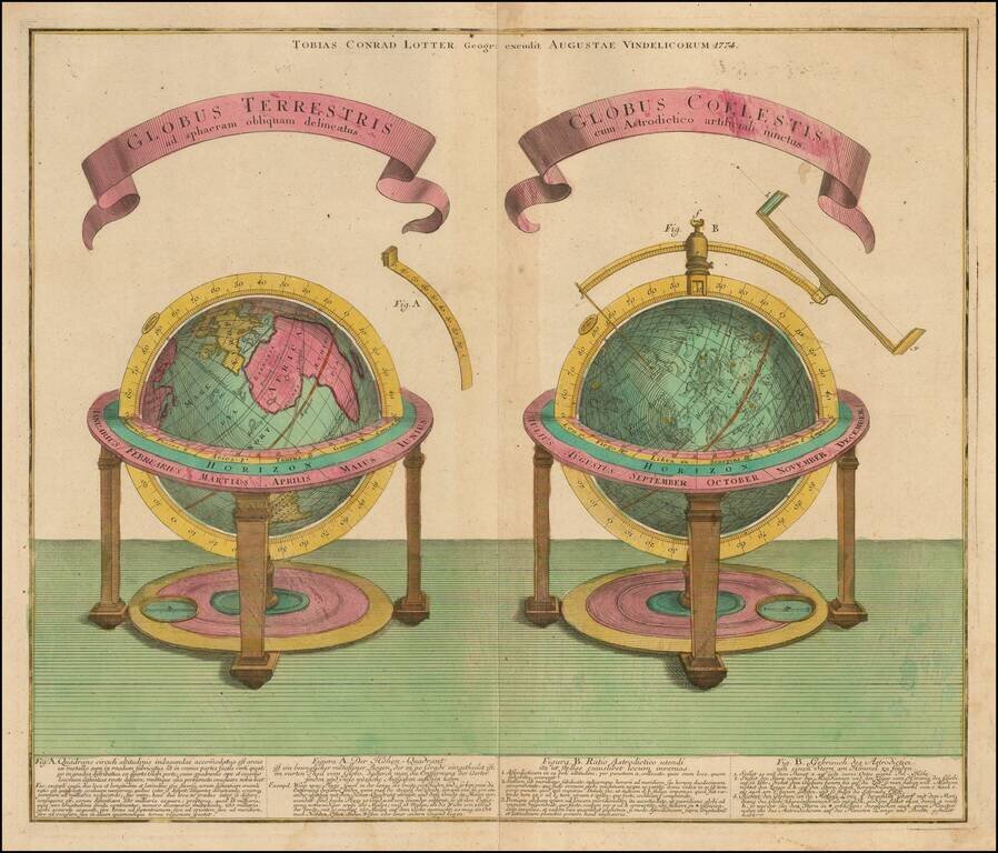 Globus Terrestris ad sphaeram obliquam delineatus / Globus Coelestis cum Astrodictico artificiali iunctus
