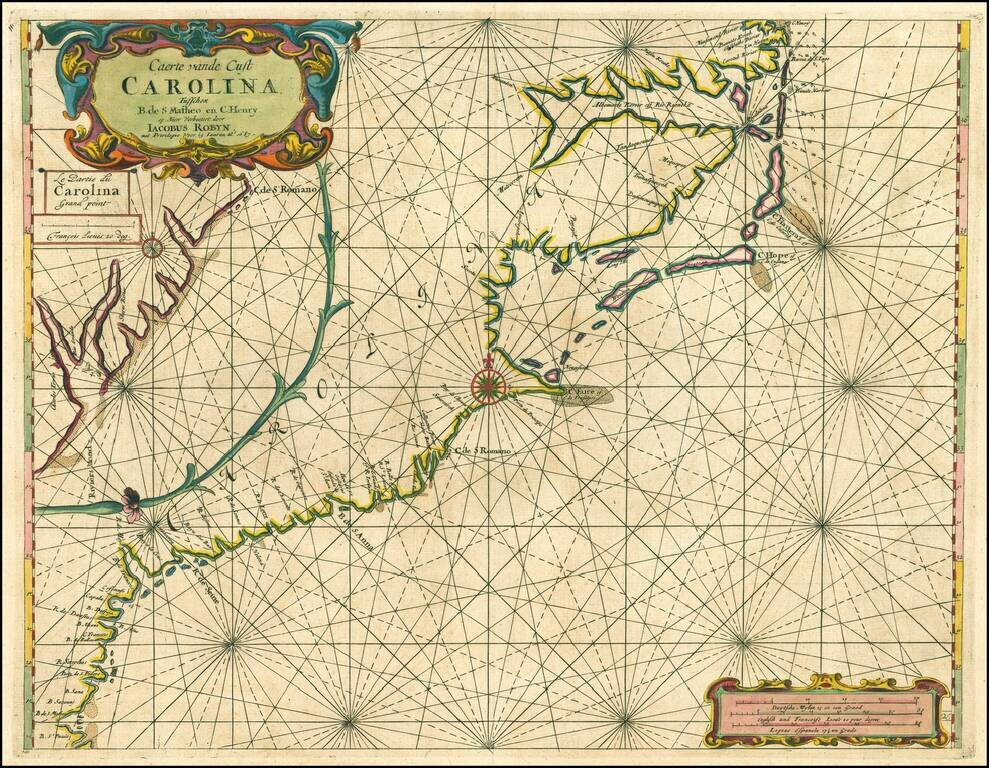 Caerte vande Cust Carolina Tusschen B. de S. Matheo en C. Henry . . . 1687