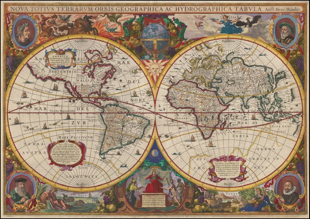 Nova Totius Terrarum Orbis Geographica Ac Hydrographica Tabula Auct. Henr: Hondio. . . . 1630