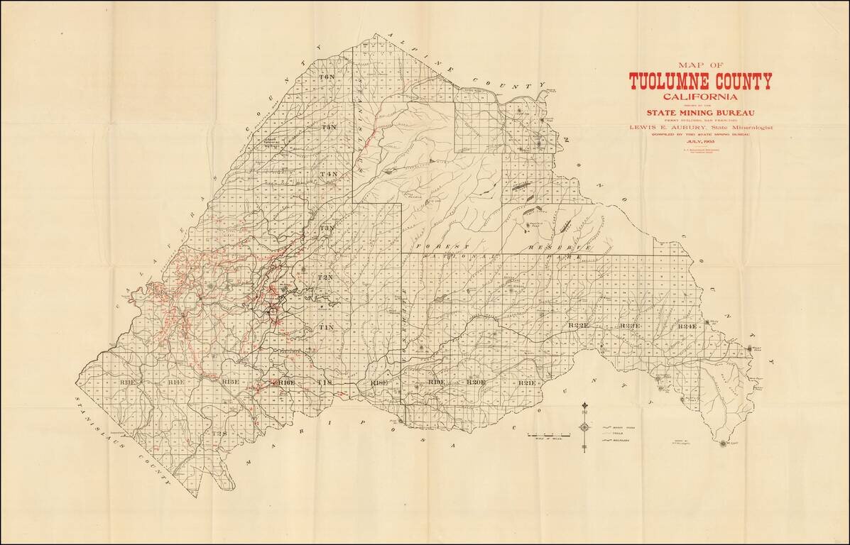 Map of Tuolomne County California  Issued By the State Mining Bureau . . . July, 1903