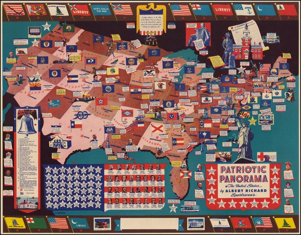 Patriotic Panorama of the United States by Albert Richard Sportswear