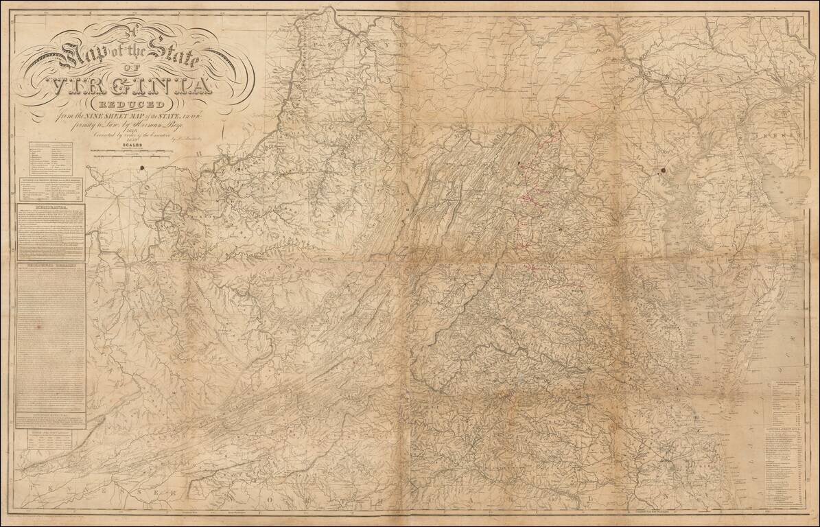 A Map of the State of Virginia Reduced from the Nine Sheet Map of the State in conformity to law by Herman Böÿe.  1828.  Corrected by order of the Executive 1859 By L. Buchholtz
