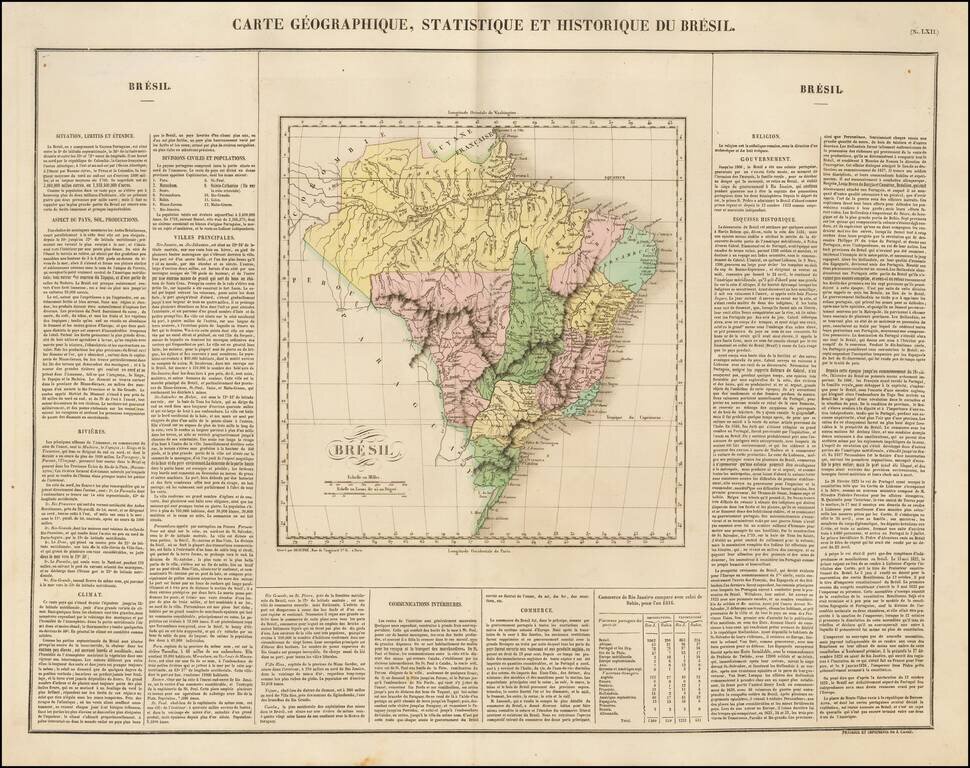 Carte Geographique, Statistique et Historique Du Bresil