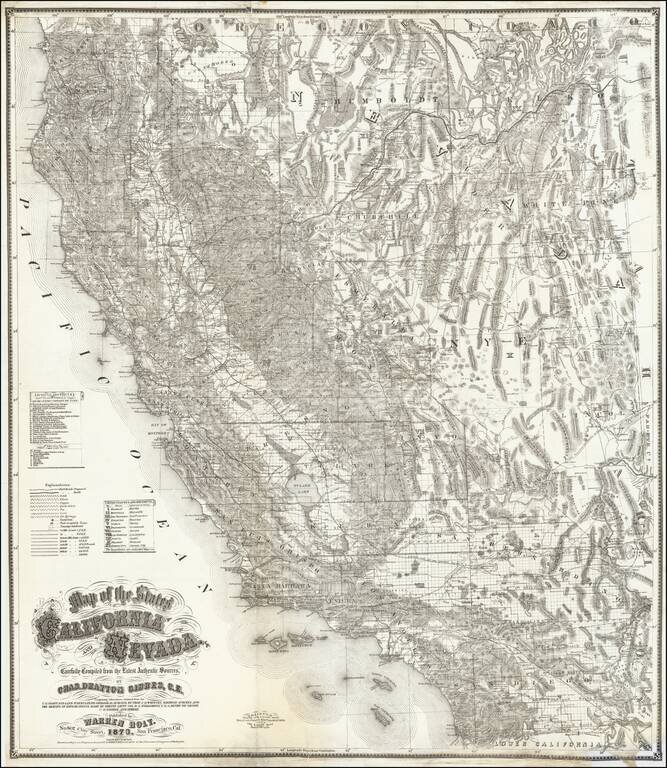 Map of the States of California and Nevada Carefully Compiled from the Latest Authentic Sources By Charles Drayton Gibbes, C.E. . . . 1873