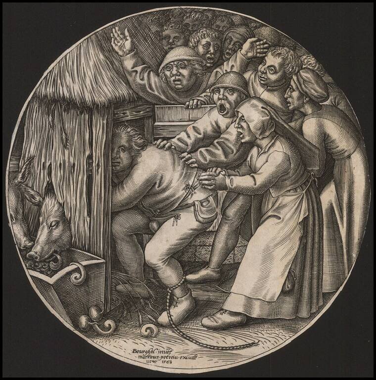 The Drunkard Pushed into the Pigsty.