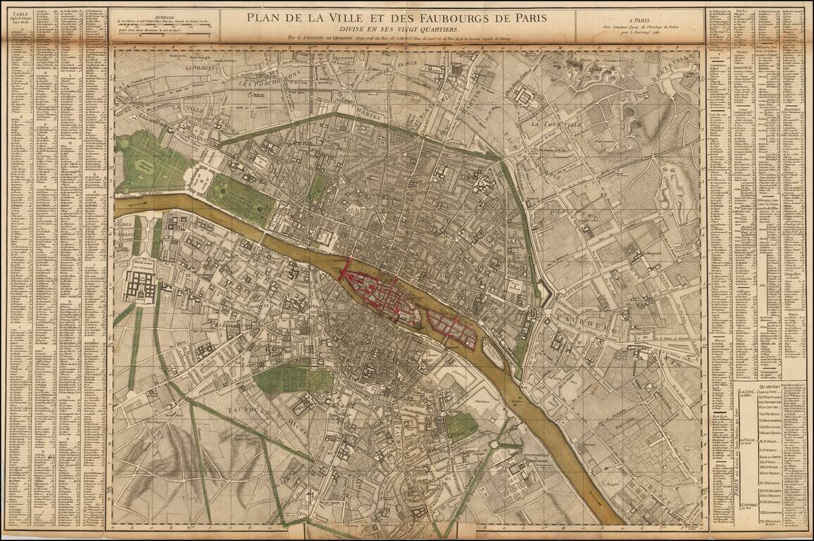 Plan de la Ville et des Faubourgs De Paris Divise en ses Vingt Quartiers . . .
