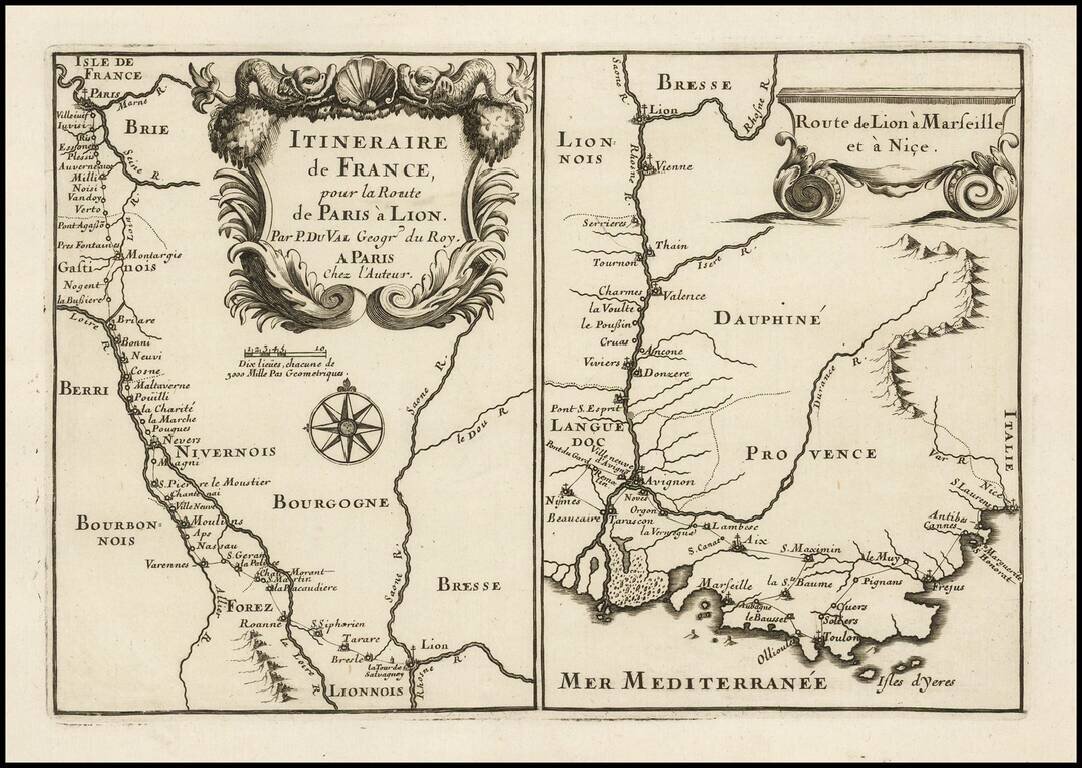Itineraire de France, pour la Route de Paris a Lion [with] Route de Lion a Marseille et a Nice.
