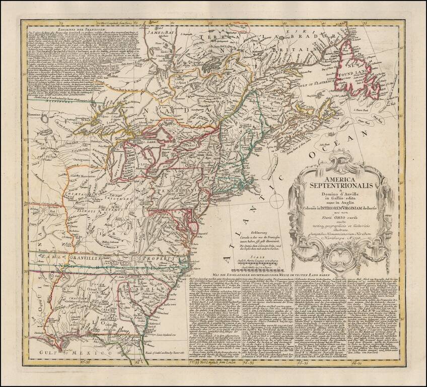 America Septentrionalis a Domino d'Anville in Galliis edita nunc in Anglia Coloniis in Interiorem Virginiam .  . . 1756