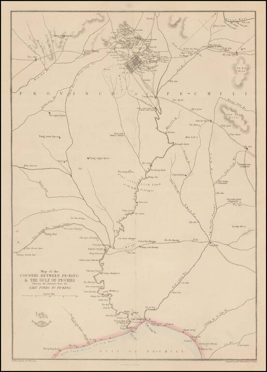 Map of the Country Between Pe-King & The Gulf of Pe-Chini Showing the Advance from the Taku Forts To Pe-King
