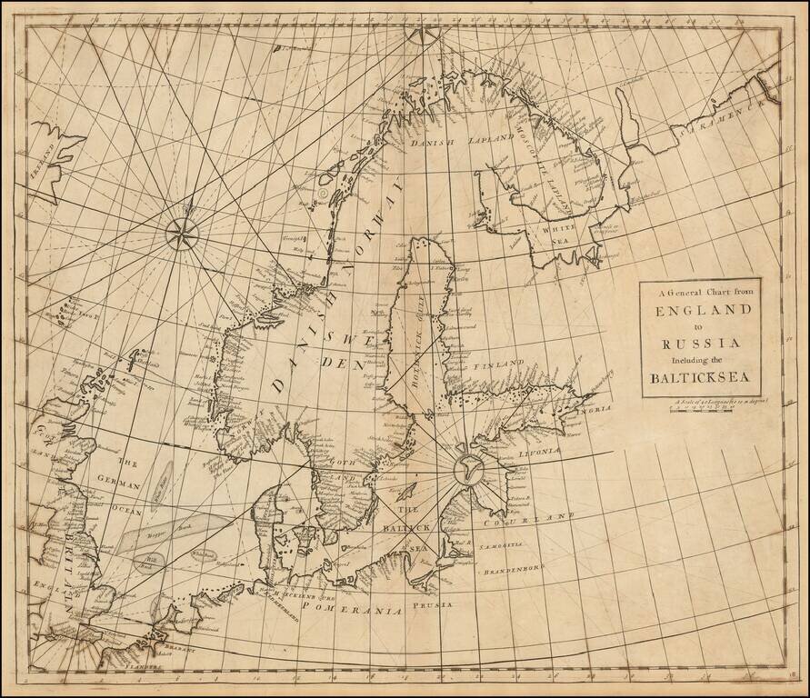 A General Chart from England to Russia Including the Baltick Sea.
