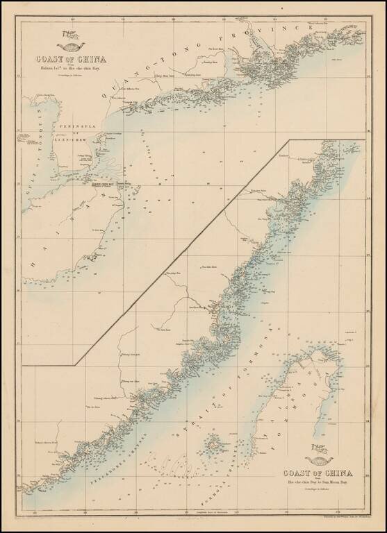 Coast of China from Hainan Isld. to Hie-che cin Bay (and) Hie che-chin Bay to San Moon Bay