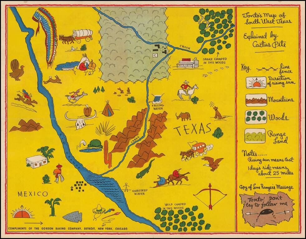 Tonto's Map of South West Texas -- Explained by Cactus Pete