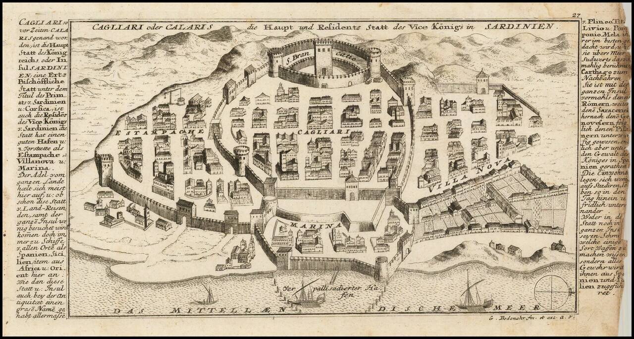 Cagliari oder Calaris die Haupt und Residentz Statt des Vice Konigs in Sardinien