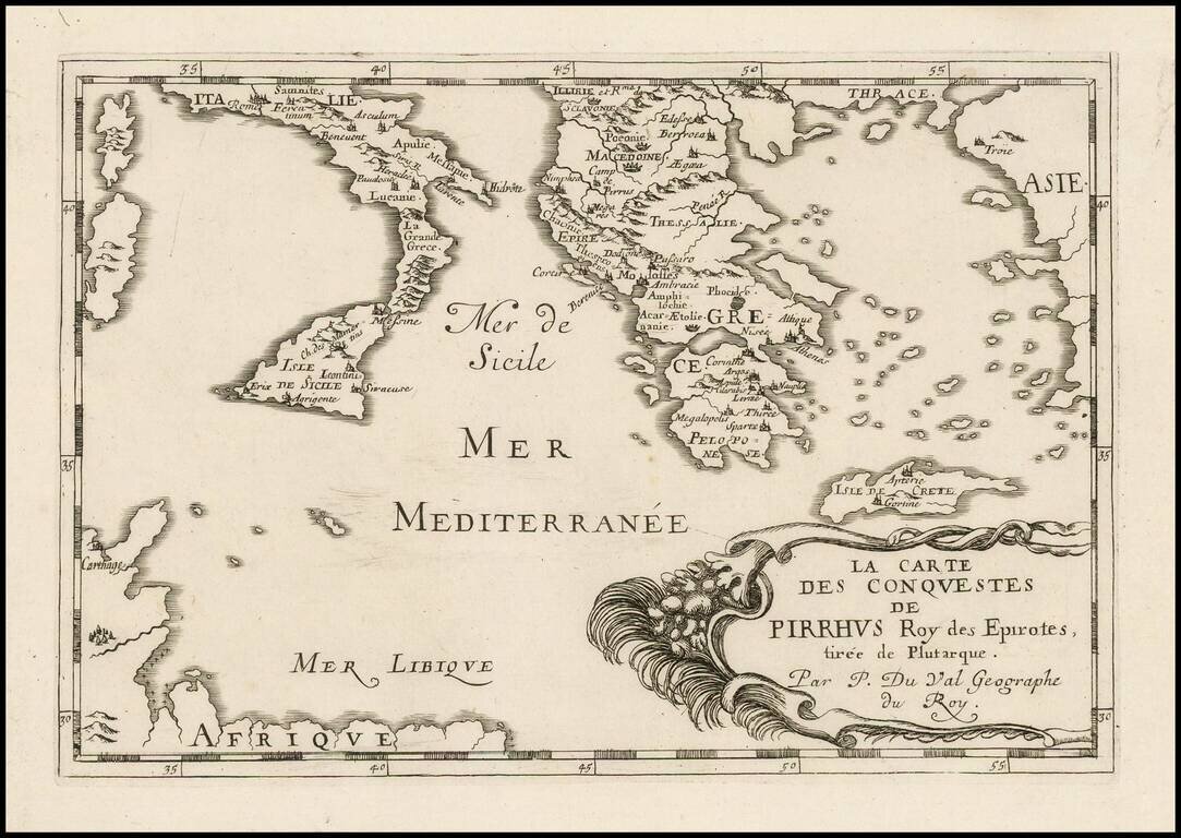 La carte des conquestes de Pirrhus roy des Epirotes, tiree de Plutarque