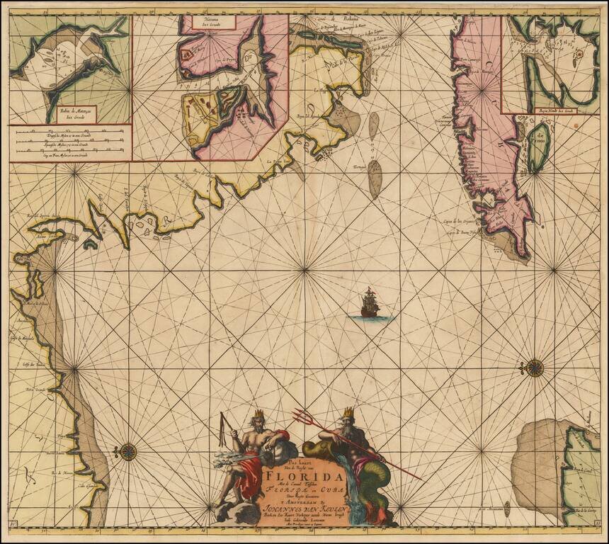 Pas Kaart Van De Boght van Florida Met de Canaal Tusschen Florida en Cuba Door Vooght Geometra . . .