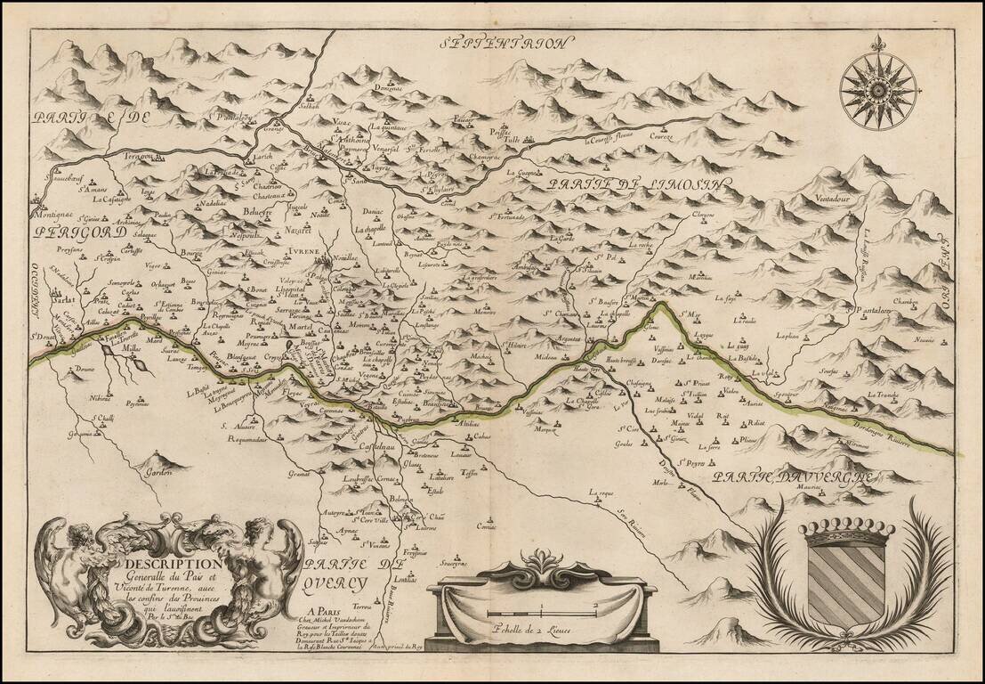 Description Generalle du Pais et Viconte de Turenne, avec les confins des Provinces qui l'avoifinent Par Sr du Bac