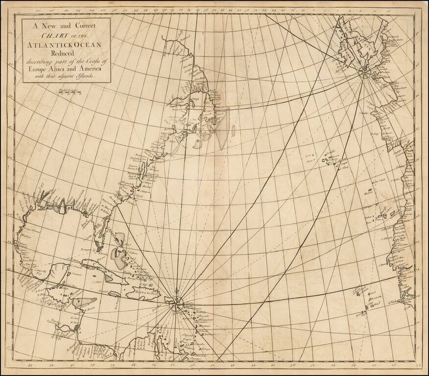 A New and Correct Chart of the Atlantick Ocean Reduced describing part of the Coasts of Europe Africa and America with their adjacent Islands