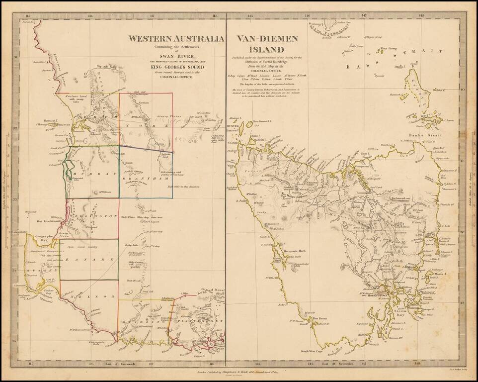 Western Australia containing the Settlements of Swan River and King George's Sound… [with ] Van Diemen Island