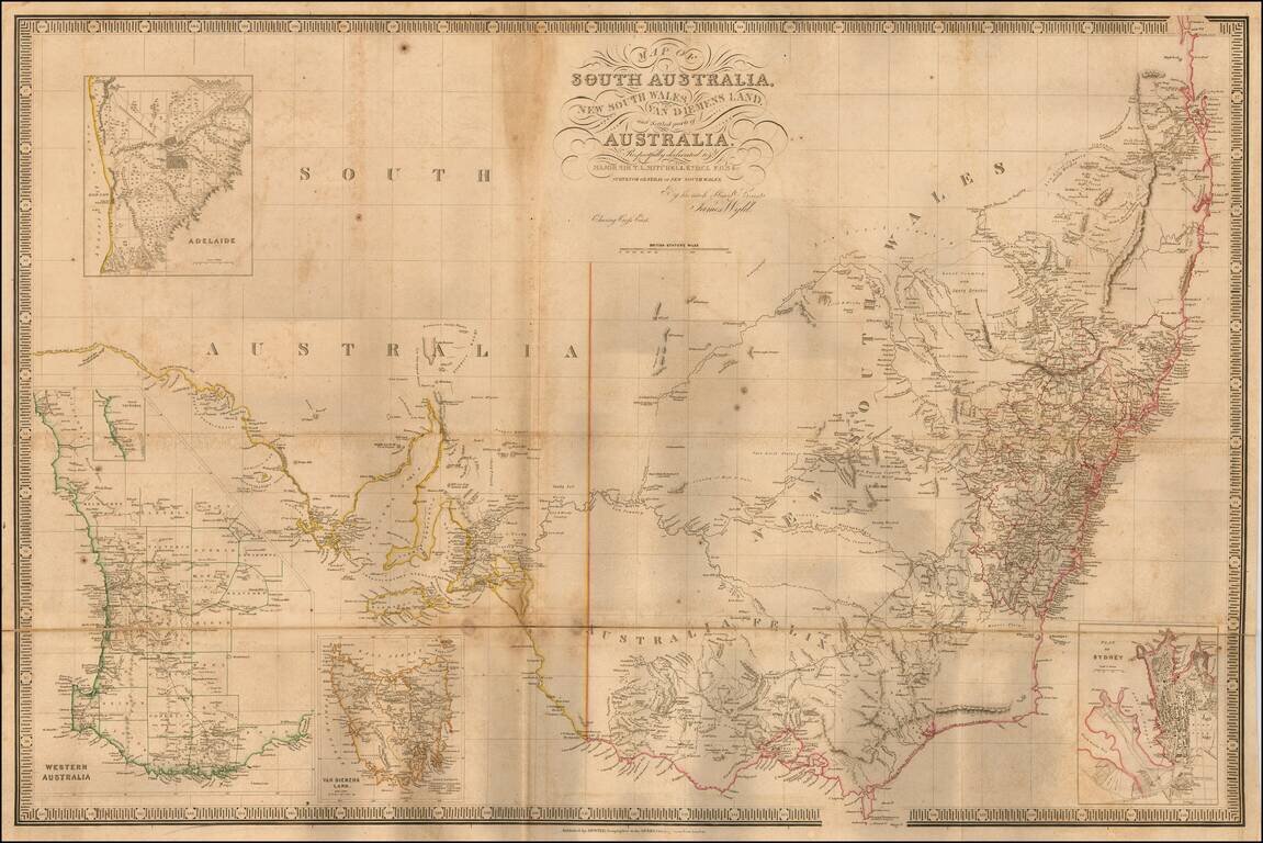 Map of South Australia, New South Wales, Van Diemen's Land and Settled Parts of Australia Respectfully dedicated to Major Sir T.L. Mitchell Kt. D.C.L. F.G.S. &c.  Surveyor General of New South Wales . . .