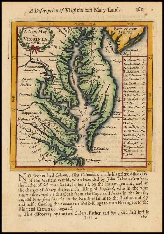 A New Map of Virginia [and the Chesapeake]