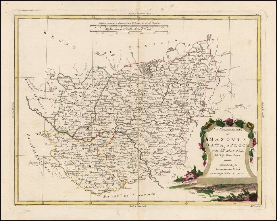 Li Palatinati di Mazovia, Rawa e Plock  Tratta dall' Atlante Poacco . . . 1781