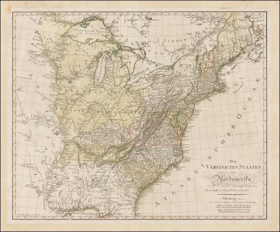 Die Vereinigten Staaten von Nordamerika von D.F. Sotzman, nach Ebeling's Beschribung, Arrowsmith und Lewis Karten . . . 1804
