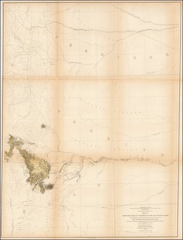 Map No.3. From the Santa Fe Crossing to Coo-Che-To-Pa Pass  . . . by Capt. J.W. Gunnison Topl. Engrs assisted by Capt E.G. Beckwith 3d Artillery R.H. Kern, Topographer in the field . . . 1855