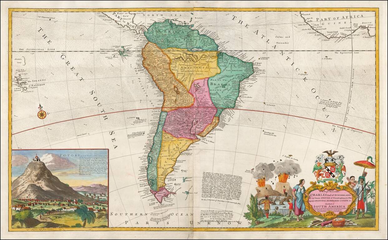 To the Right Honorable Charles Earl of Sunderland, and Baron Spencer of Wormleighton ... this Map of South America, According to the Newest and Most Exact Observations is Most Humbly Dedicated . . .