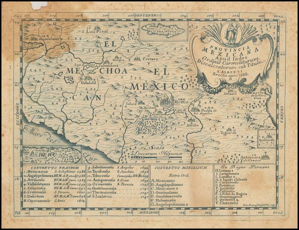 Provincia Mexicana Apud Indos Ordinis Carmelitarum Discalceatorum sub Titulo S. Alberti Erecta anno 1588