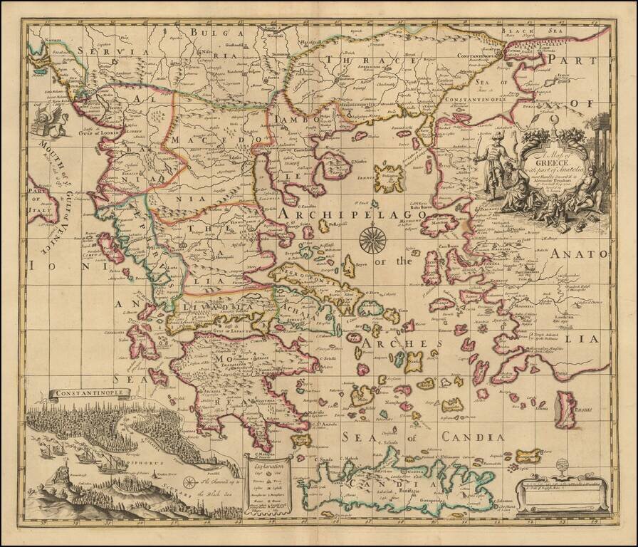 A Map of Greece with part of Anatolia . . . 1720 (view of Constantinople)