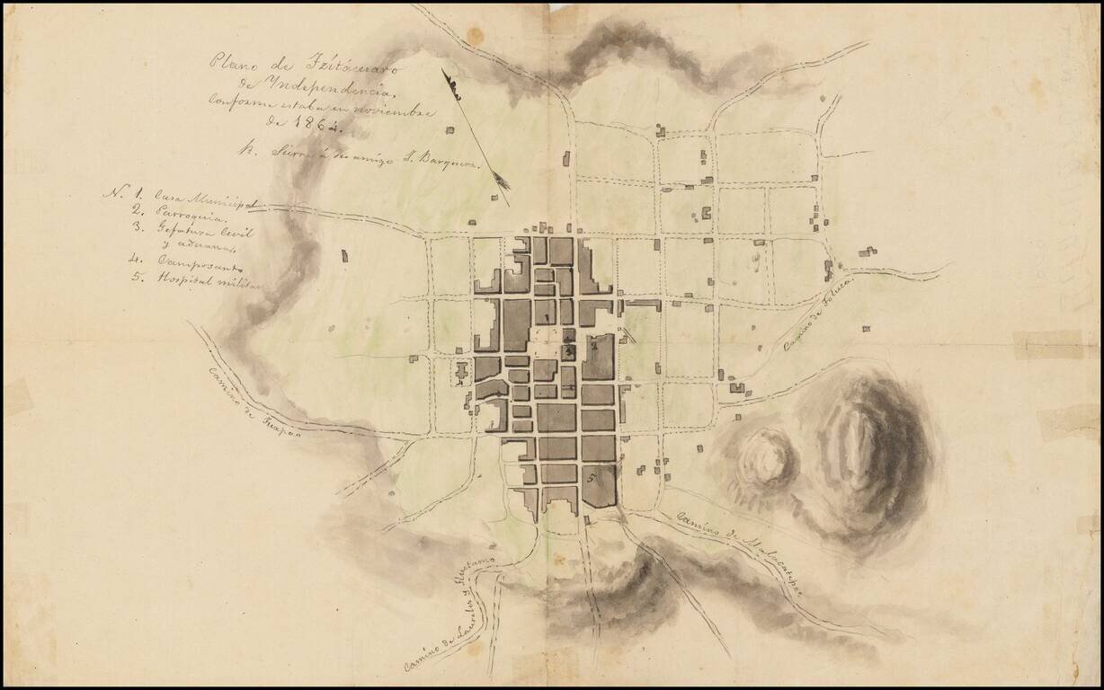 Plano de Tzitacuaro de Yndependencia Conforme estaba en noviembre de 1864