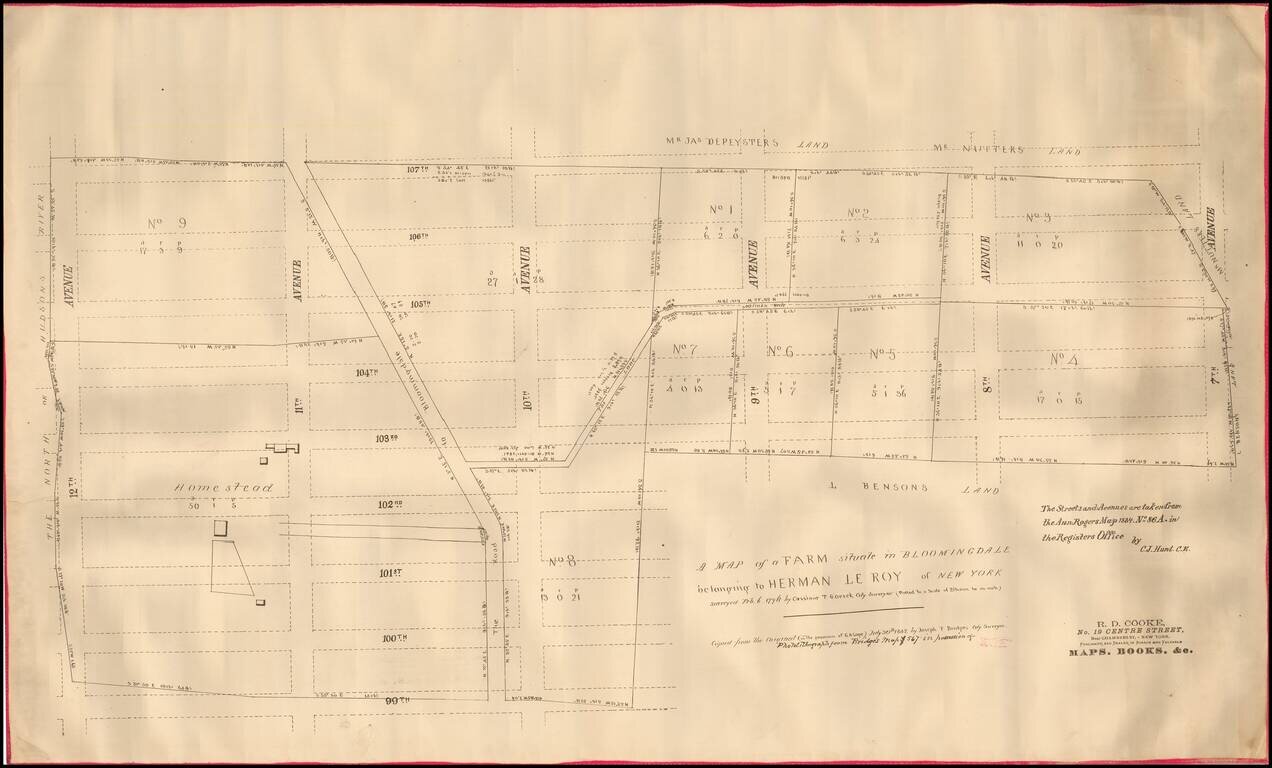 A Map of a Farm situate in Bloomingdale belonging to Herman Le Roy of New York surveyed Feb. 6. 1796 by Cassimir T. Goerck City Surveyor