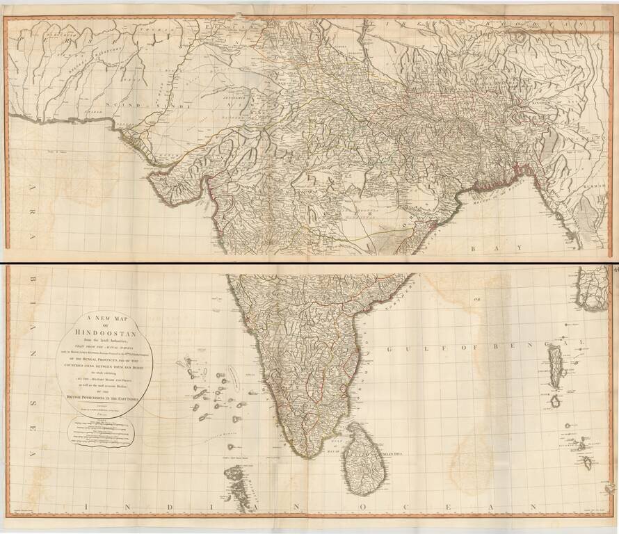 A New Map of Hindoostan from the latest Authorities, Chiefly from the Actual Surveys made by Major James Rennell.