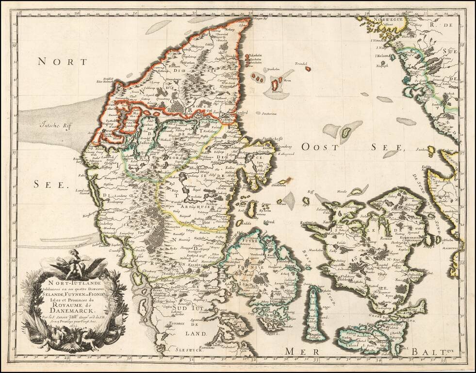 Nort-Iutlande Subdivisée en ses quatre Dioeceses, Selande, Fuynen ou Fionie, Isles et Provinces du Royaume de Danemarck... 1659