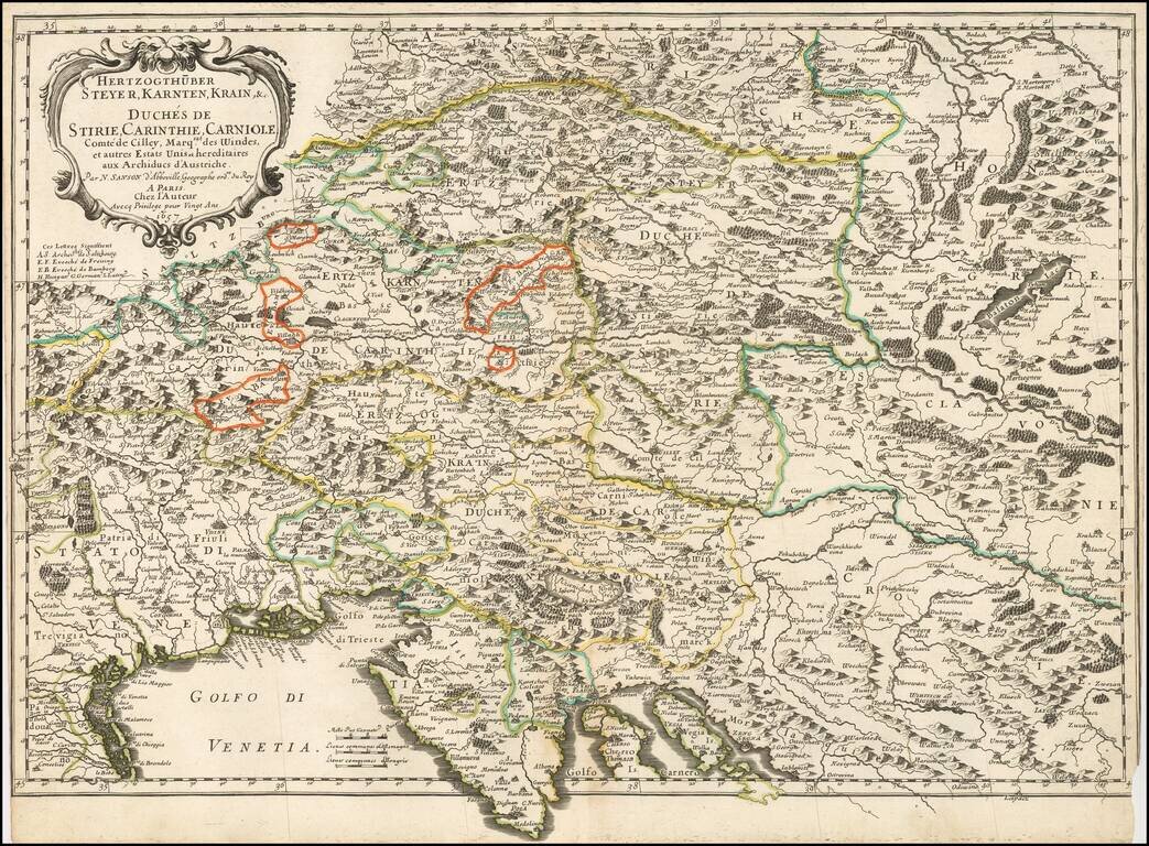 Hertzogthuber Steyer Karnten, Krain &c. Duches De Stirie, Carinthe, Carniole, Comte de Cilley, Marq.sat de Windes, et Autres Estats Unis et hereditaires aux Arhciducs d'Austriche . . . 1657