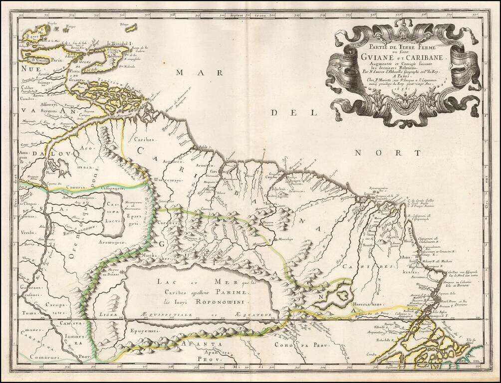 Partie de Terre Ferme ou sont Guiane et Caribane. Augmentée et Corrigée suivant les dernières Relations... 1656